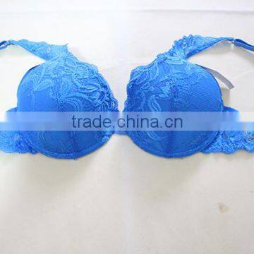 Women Elegant Blue Lace Push up Bra for Panama Market photo-3