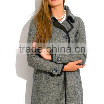 High Quality New Model Charcoal Gray Wool Blend Women's Coat photo-2