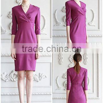 Fashion Design Slim Fit Office Ladies Formal Dress Half Sleeve Dress photo-3