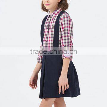 British Style 2017 Spring Student Girls Shirt Long Sleeved Cotton Plaid Shirt for Girl photo-6