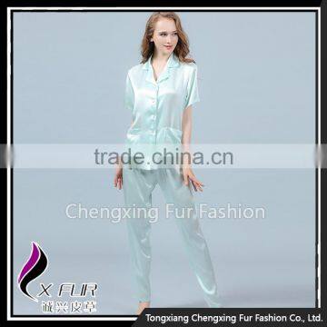 CXTZ01 Wholesale Cheap Ladies Silk Pajamas Home Wear With Pockets photo-6