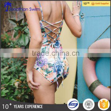 fashion beautiful printed design one piece woman swimwear bikini 2017