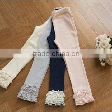 Fashion Ruffle Leggings for Girls Wholesale Baby Girls Leggings Four Colors Leggings With Lace on the Ankle photo-2