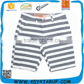 Black And White Striped Relaxed Thigh Mens Casual Shorts