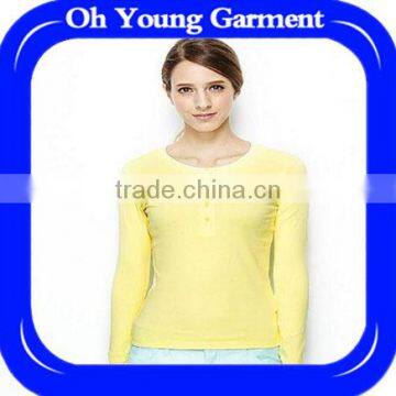 BEAUTIFUL YELLOW CARDIGANNECK T-SHIRT FOR ELEGANT LADY O-NECK TRENDY COMFORTABLE COOL T-SHIRT FOR LADY CHINESE MANUFACTURERS