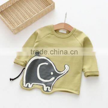 S60648B 2017 New Autumn Girls Boys Fashion Elephant Print Cotton Long Sleeve T-shirts Kids photo-3