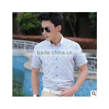 Latest Shirt Designs for Men 2016 Fancy Custom Elongated Printed Hawaiian Short Sleeve T-shirt photo-4