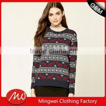 womens christmas reindeer pattern winter knitted xmas pullover sweaters jumpers with wholesale price