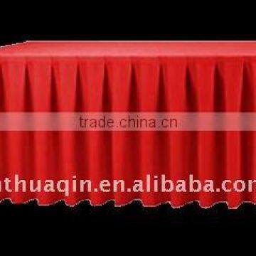 Rectangle 100% polyester table skirting with pleats table skirts table linen