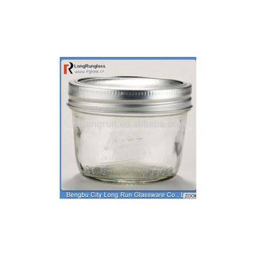 LongRun 8OZ Kerr Half Pint Wide Mouth Jar With Metal Lids Hand Made Kitchen Glassware Gifts