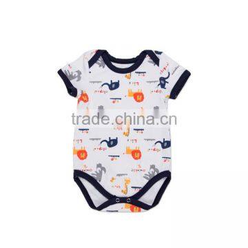 Custom Cute Animal Print Baby Boy Romper Short Sleeve Playsuit Outfits