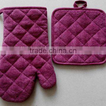 2pcs kitchen set in pure color plain color oven mitt and pot holder