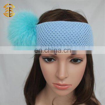 Real Colorful Fox Fur Ball Crochet Headband For Adults Girl