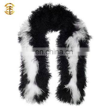 New Products Bicolor Mongolian Lamb Fur Fashion Scarf for Women