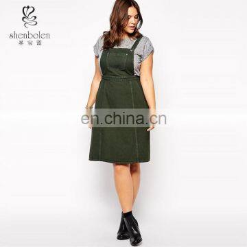 ladies Knee Length Denim Pinafore Dress