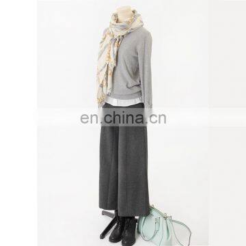 2017 Wholesale Fashion Women Print Wool Silk Reversible Scarf