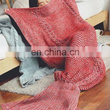 New Arrival Spring Winter Mermaid Tail Sofa Blanket Super Soft Warm Handmade Crocheted Blanket Knitting Wool For Adult photo-4