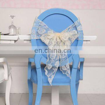 wholesale cheap wedding beautiful flocking organza chair sash