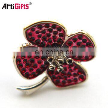 Wholesale Custom Cheap Metal Bulk Korean Magnet Rhinestone Flower Brooch Pin photo-2
