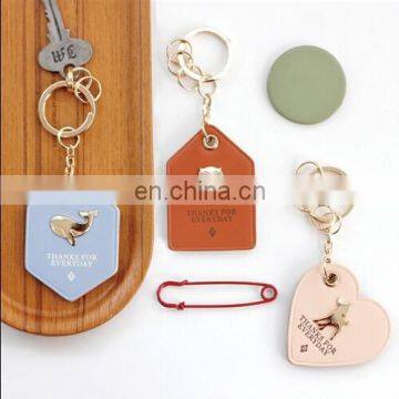 CUSTOM LOGO SIMPLE STYLE KEYRING PROMOTIONAL LEATHER KEYCHAIN