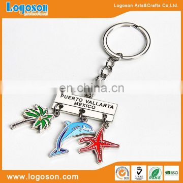 Newest casting Coconut tree Dophine Starfish key chain pendant