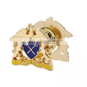 Shiny Gold Cut Out Custom Soldier Lion Family Pin Badge