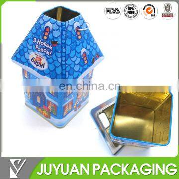 Christmas house shape metal food storage gift containers box