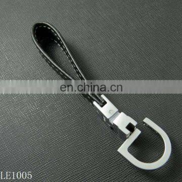 Custom Real Leather Embossed Logo Metal Key Chain Rotatable Keyring