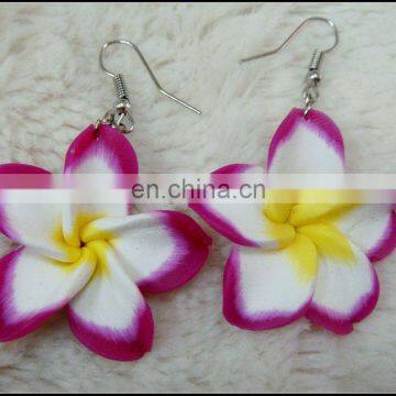 2014 wholesale women fashion polymer clay plumeria earring