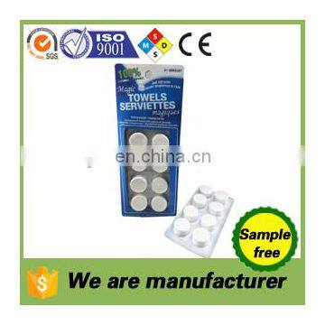 White Antimicrobial 100% Viscose Nonwoven Promotional Compressed Magic Coin Napkins With OEM&ODM Logo photo-4