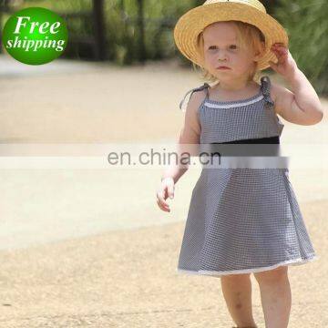 2019 summer Girls Lace Plaid Princess Mini Summer Casual sling Party Dress Sundress Newborn Kids Baby Girl Clothes Sleeveless