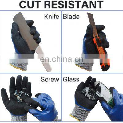 Blue Sandy Nitrile HPPE Sand Blasting Gloves photo-4