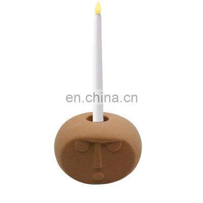 New Custom modern face head shaped reusable souvenir ceramic  stand stick candle holders