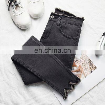 2020 Top selling soft, and breathable fashionable new style blue black gray denim ladies pencil pants women pencil jeans/