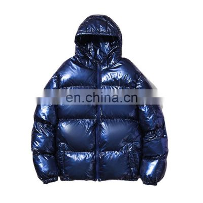 2021 new men's bright-faced thick cotton jacket, Hong Kong style youth Korean style trendy loose hooded bread jacket