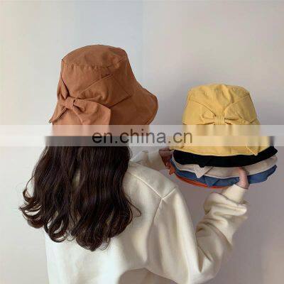 Customized Fisherman Hat Spring and Summer Leisure Sunshade Soft Foldable Basin Big Bow Sun Hat photo-2