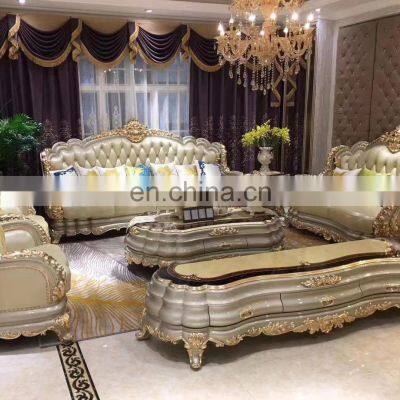 Wholesale Antique European Design Living Room Golden Sofa Set Couch Furniture