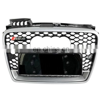 Auto grille for Audi A4 change to RS4 Chrome black silver high quality mesh RS4 front grill 2005-2007