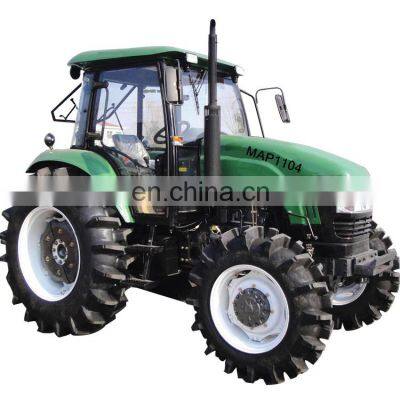 4x4 wheel drive 110hp farm tractor platr forke,4 in one bucket mini tractor with front end loader and backhoe