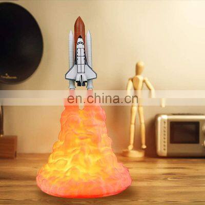 3D Print Rocket Night Lamp Usb Rechargeable Kids Birthday Gifts Rocket Shape Color Light Model Night Light