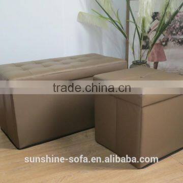 Leather Bed End Folding Stool With Drawer photo-2