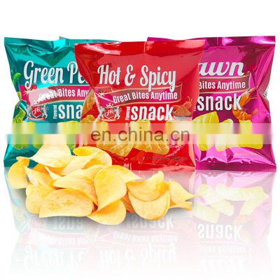 Digital custom printing logo potato chips aluminum foil plastic heat seal food snack banana popcorn corn tortilla packaging bag