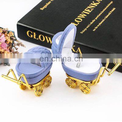 Baby Carriage Velvet Jewelry Box Stroller Wedding Ring Box Gift Box Holder Case for Earrings Necklaces Bracelets Display