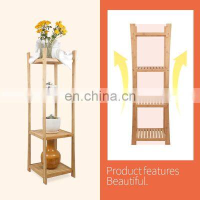 Deluxe 4-Tier Shelf Bamboo Freestanding Bathroom Towel Organizing Shelf photo-3