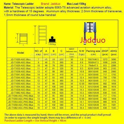 Single Blue Telescopic Ladder With Anti-slip Cushion photo-2