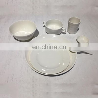 Restaurant Hotel supply unbreakable super ware ceramic like melamine dinner set