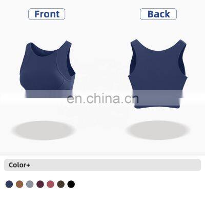 Fashion Custom Sports Bra With High Neck Running Shockproof Yoga Bra Fitness Tank Top Women photo-5
