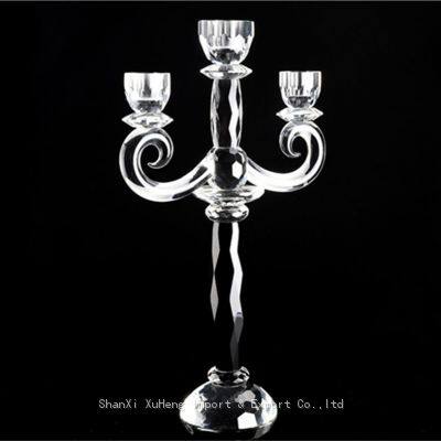 Wholesale Custom Crystal Glass Candle Holder Wedding Decor 3 Arms Candlesticks Crystal photo-2