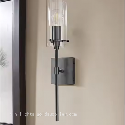 Industrial Retro 1 Light Glass Wall Sconce Bathroom Vanity Mirror Front Light With Clear Glass Shade for Bedroom Living Room photo-2