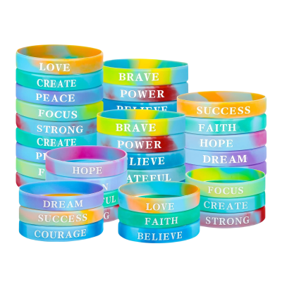 Motivational Quote Love Powder Assorted Colors Silicone Wristbands